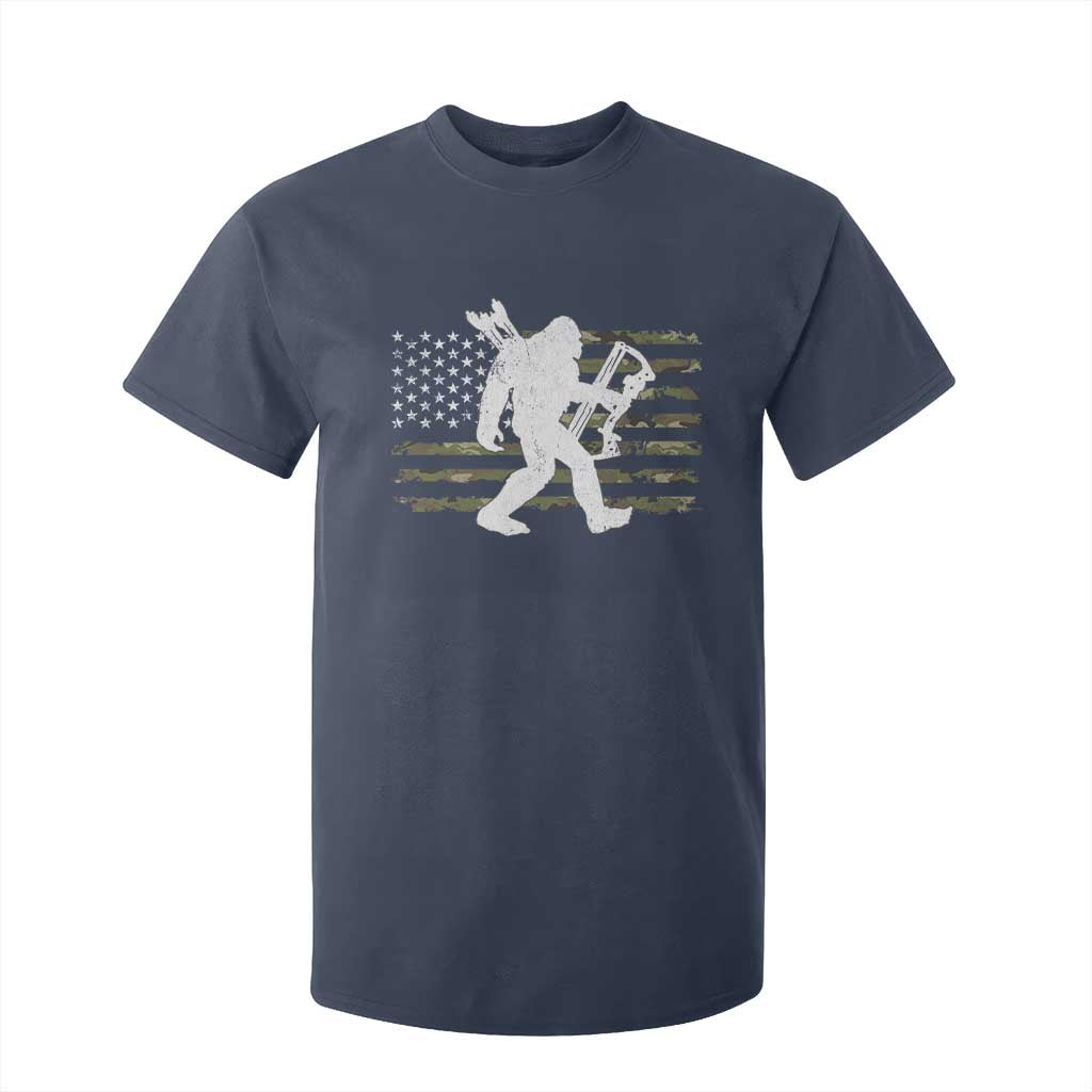 Bow Hunting Archer Bigfoot T Shirt For Kid Sasquatch Camo US Flag Hunter Dad TS10 Navy Print Your Wear