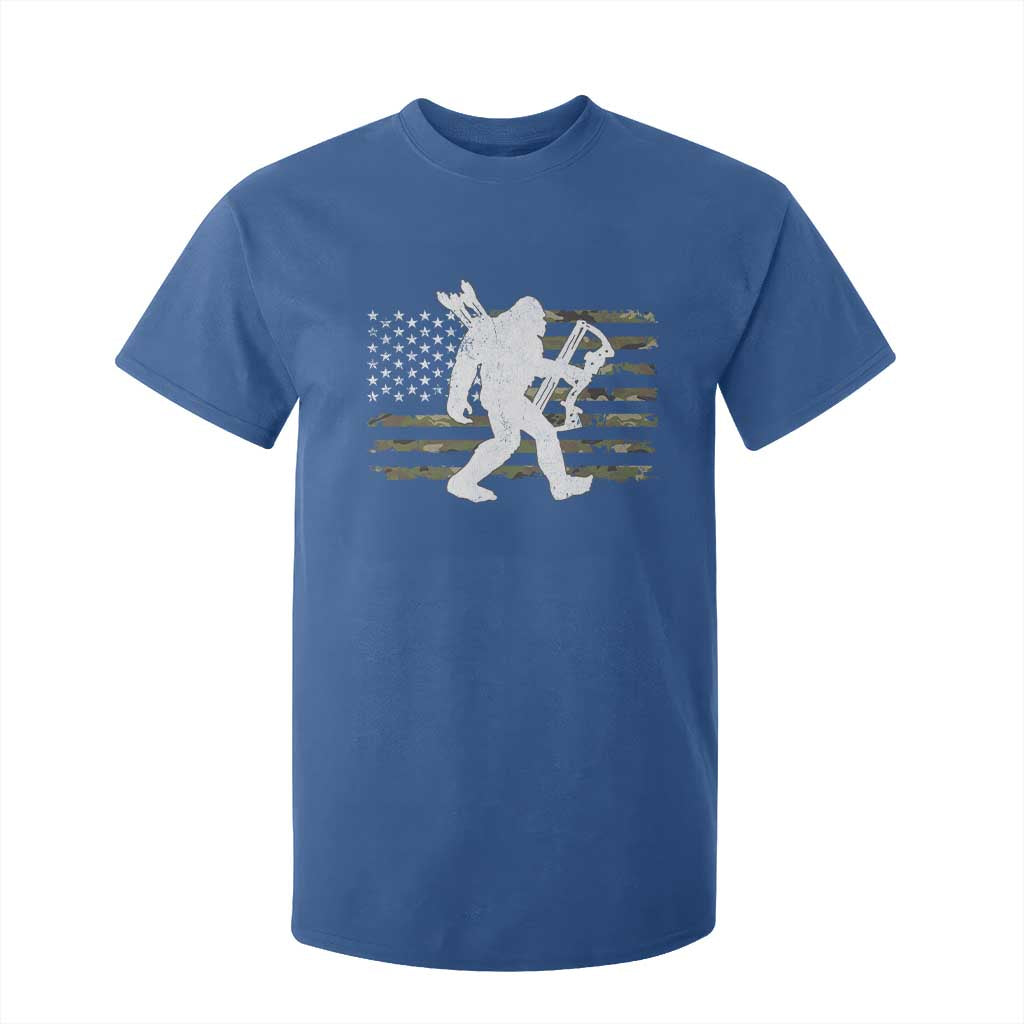 Bow Hunting Archer Bigfoot T Shirt For Kid Sasquatch Camo US Flag Hunter Dad TS10 Royal Blue Print Your Wear
