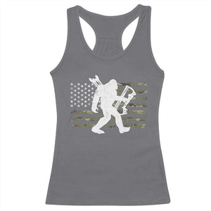 Bow Hunting Archer Bigfoot Racerback Tank Top Sasquatch Camo US Flag Hunter Dad TS10 Charcoal Print Your Wear