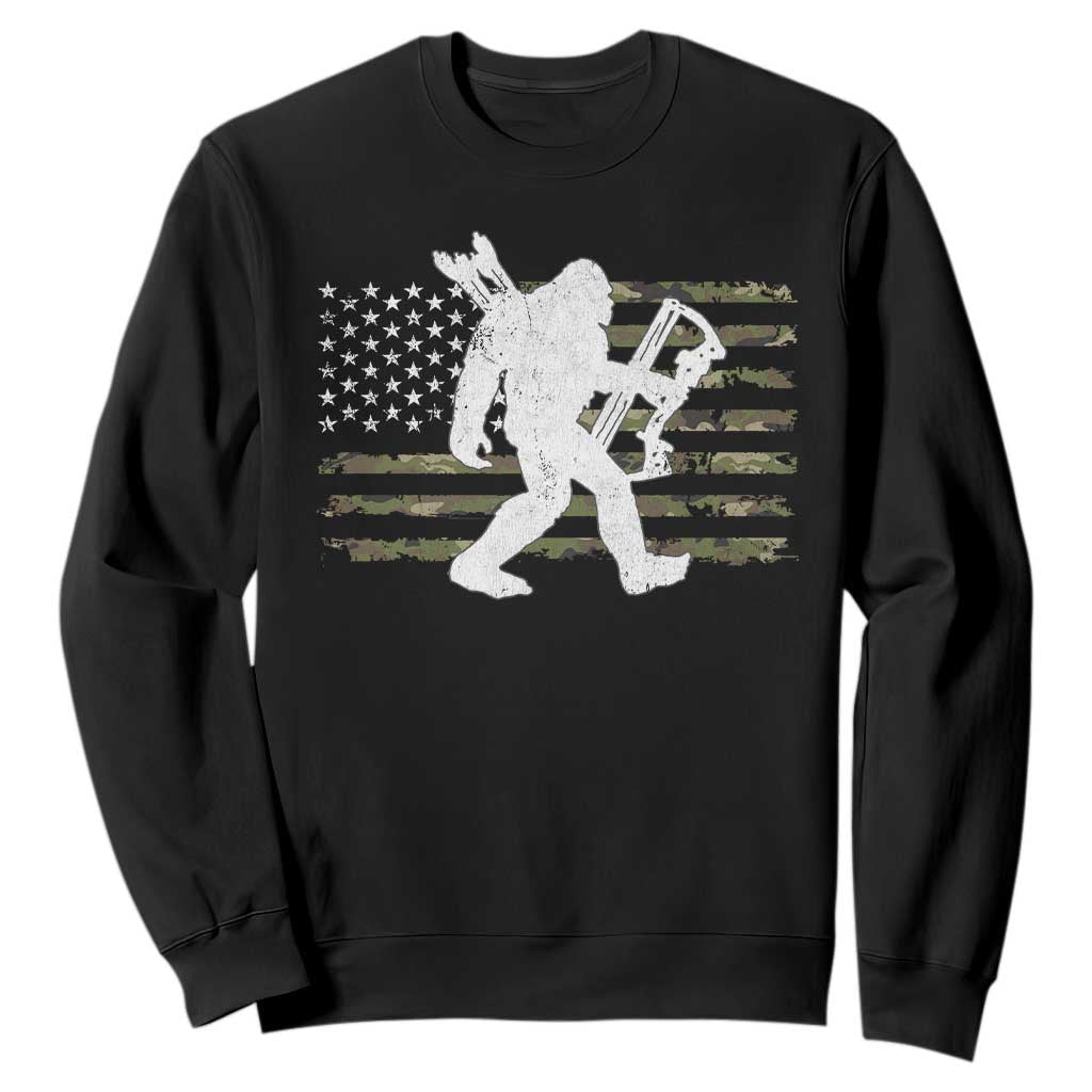 Bow Hunting Archer Bigfoot Sweatshirt Sasquatch Camo US Flag Hunter Dad TS10 Black Print Your Wear