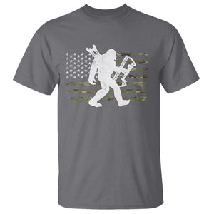 Bow Hunting Archer Bigfoot T Shirt Sasquatch Camo US Flag Hunter Dad TS10 Charcoal Print Your Wear