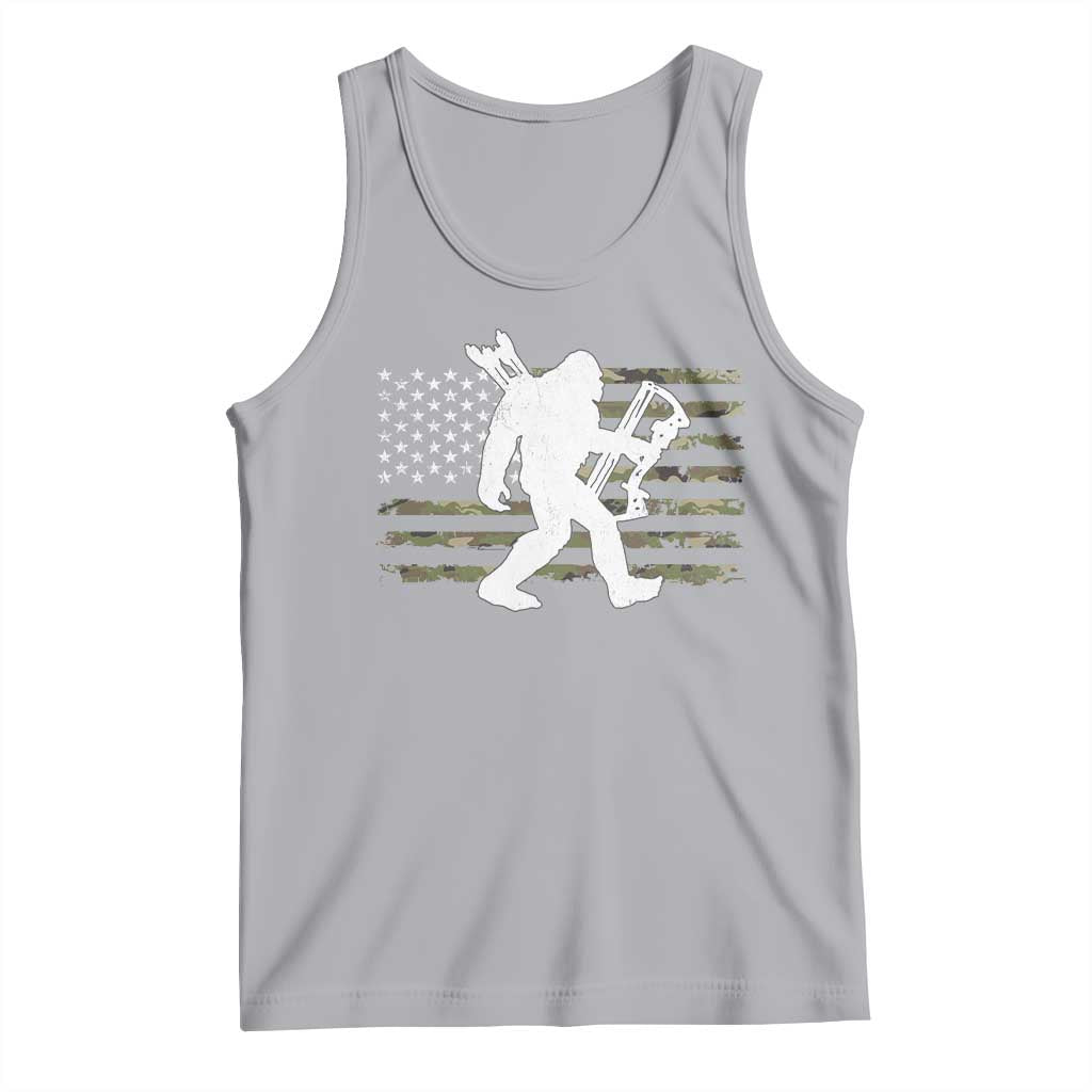 Bow Hunting Archer Bigfoot Tank Top Sasquatch Camo US Flag Hunter Dad TS10 Athletic Heather Print Your Wear
