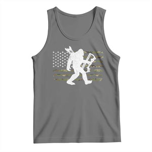 Bow Hunting Archer Bigfoot Tank Top Sasquatch Camo US Flag Hunter Dad TS10 Black Heather Print Your Wear