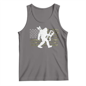 Bow Hunting Archer Bigfoot Tank Top Sasquatch Camo US Flag Hunter Dad TS10 Deep Heather Print Your Wear