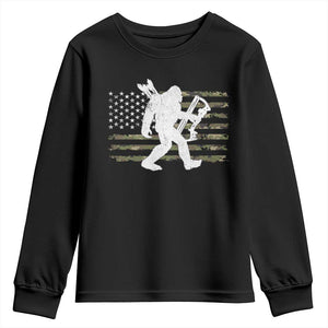 Bow Hunting Archer Bigfoot Youth Sweatshirt Sasquatch Camo US Flag Hunter Dad TS10 Black Print Your Wear