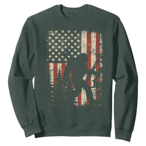 Bow Hunting Bigfoot America Flag Sweatshirt Patriotic Sasquatch With Archer Hunter Dad TS10 Dark Forest Green Print Your Wear