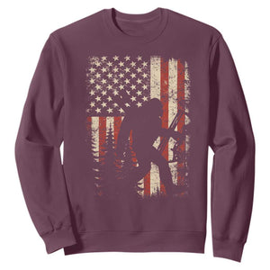 Bow Hunting Bigfoot America Flag Sweatshirt Patriotic Sasquatch With Archer Hunter Dad TS10 Maroon Print Your Wear