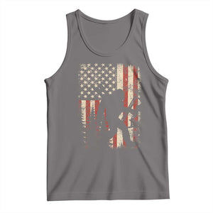Bow Hunting Bigfoot America Flag Tank Top Patriotic Sasquatch With Archer Hunter Dad TS10 Deep Heather Print Your Wear