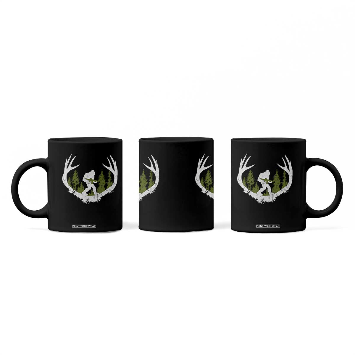 Bigfoot Gun Owner Coffee Mug Retro Deer Hunting Sasquatch Hunter Dad TS10 Print Your Wear