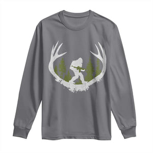 Bigfoot Gun Owner Long Sleeve Shirt Retro Deer Hunting Sasquatch Hunter Dad TS10 Charcoal Print Your Wear