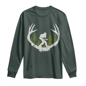 Bigfoot Gun Owner Long Sleeve Shirt Retro Deer Hunting Sasquatch Hunter Dad TS10 Dark Forest Green Print Your Wear