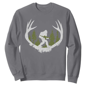 Bigfoot Gun Owner Sweatshirt Retro Deer Hunting Sasquatch Hunter Dad TS10 Charcoal Print Your Wear