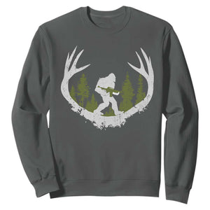 Bigfoot Gun Owner Sweatshirt Retro Deer Hunting Sasquatch Hunter Dad TS10 Dark Heather Print Your Wear