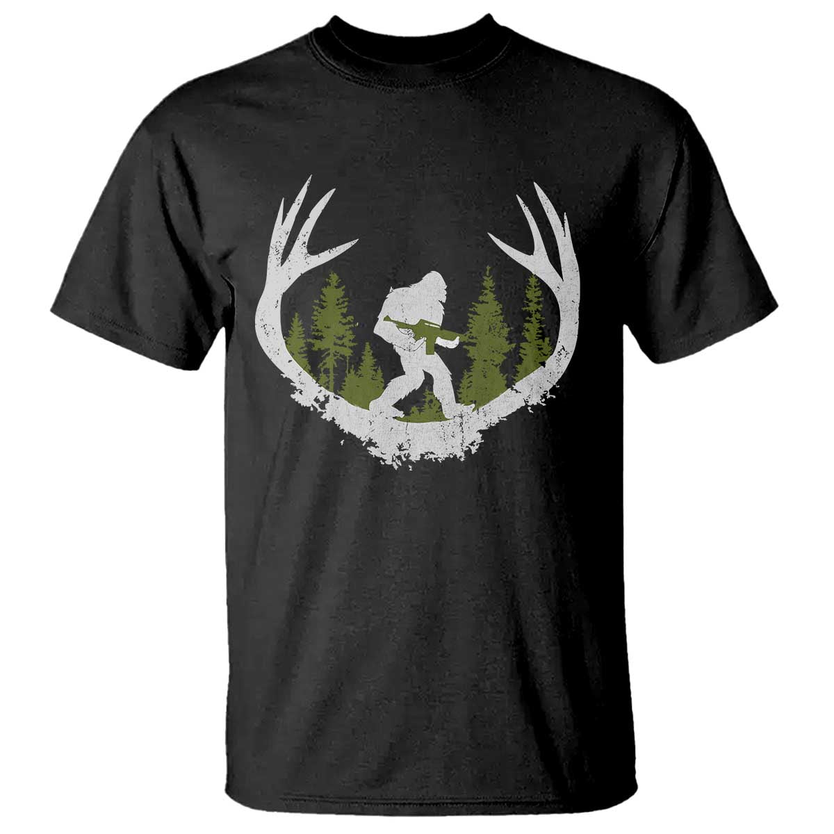 Bigfoot Gun Owner T Shirt Retro Deer Hunting Sasquatch Hunter Dad TS10 Black Print Your Wear