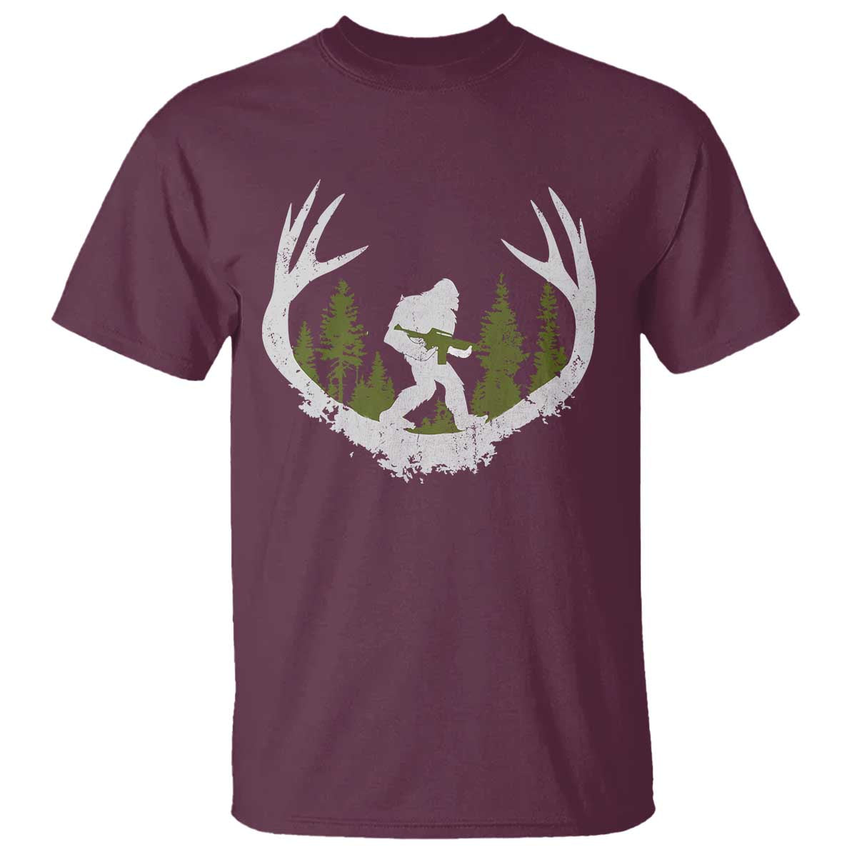 Bigfoot Gun Owner T Shirt Retro Deer Hunting Sasquatch Hunter Dad TS10 Maroon Print Your Wear