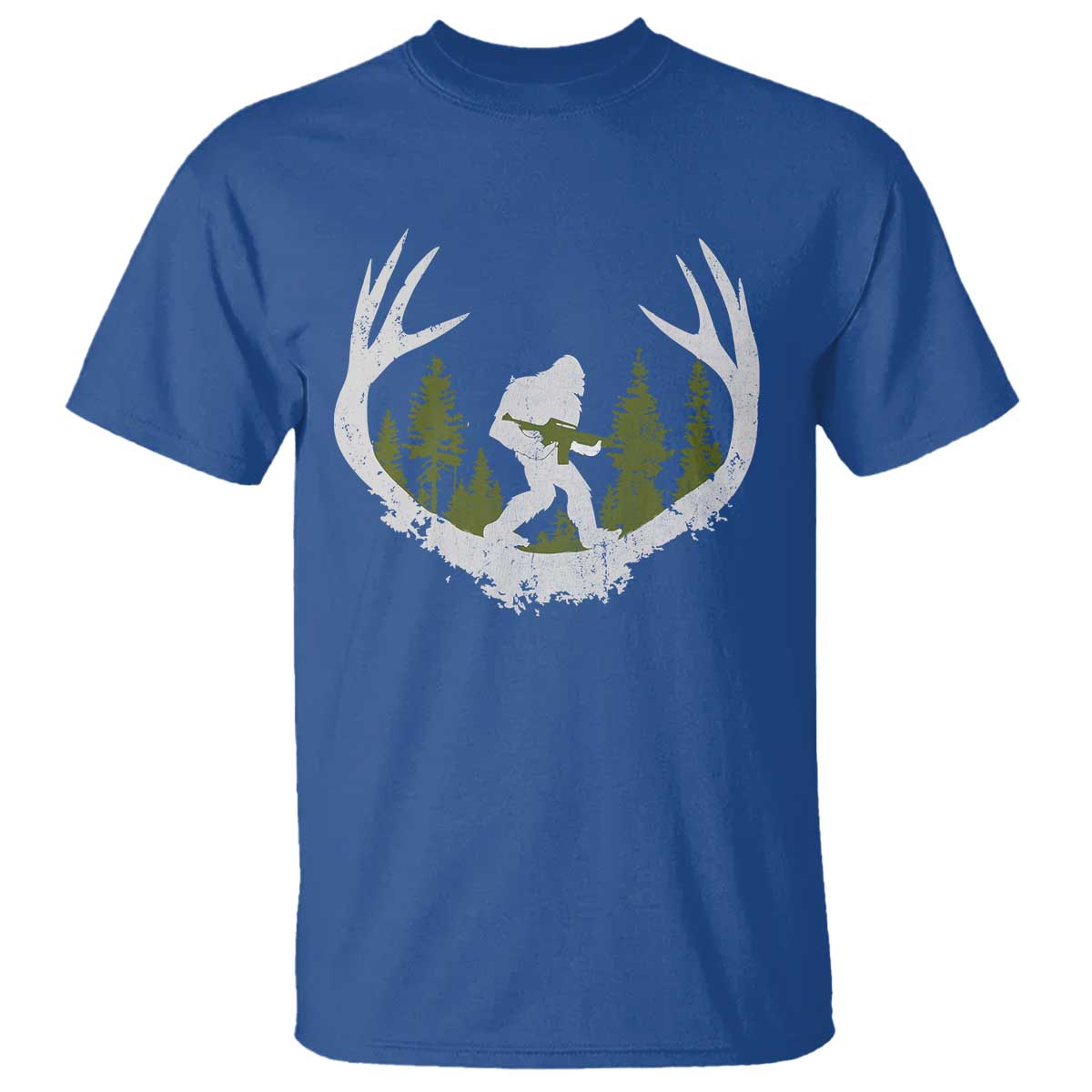 Bigfoot Gun Owner T Shirt Retro Deer Hunting Sasquatch Hunter Dad TS10 Royal Blue Print Your Wear