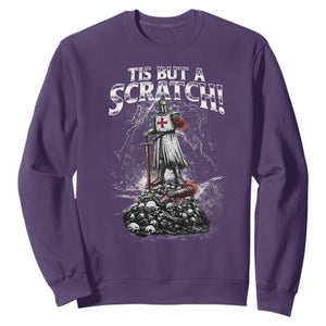 Funny Tis But A Scratch Medieval Warrior Knight Sweatshirt Funny Gift Sarcastic Quote TS10 Purple Print Your Wear