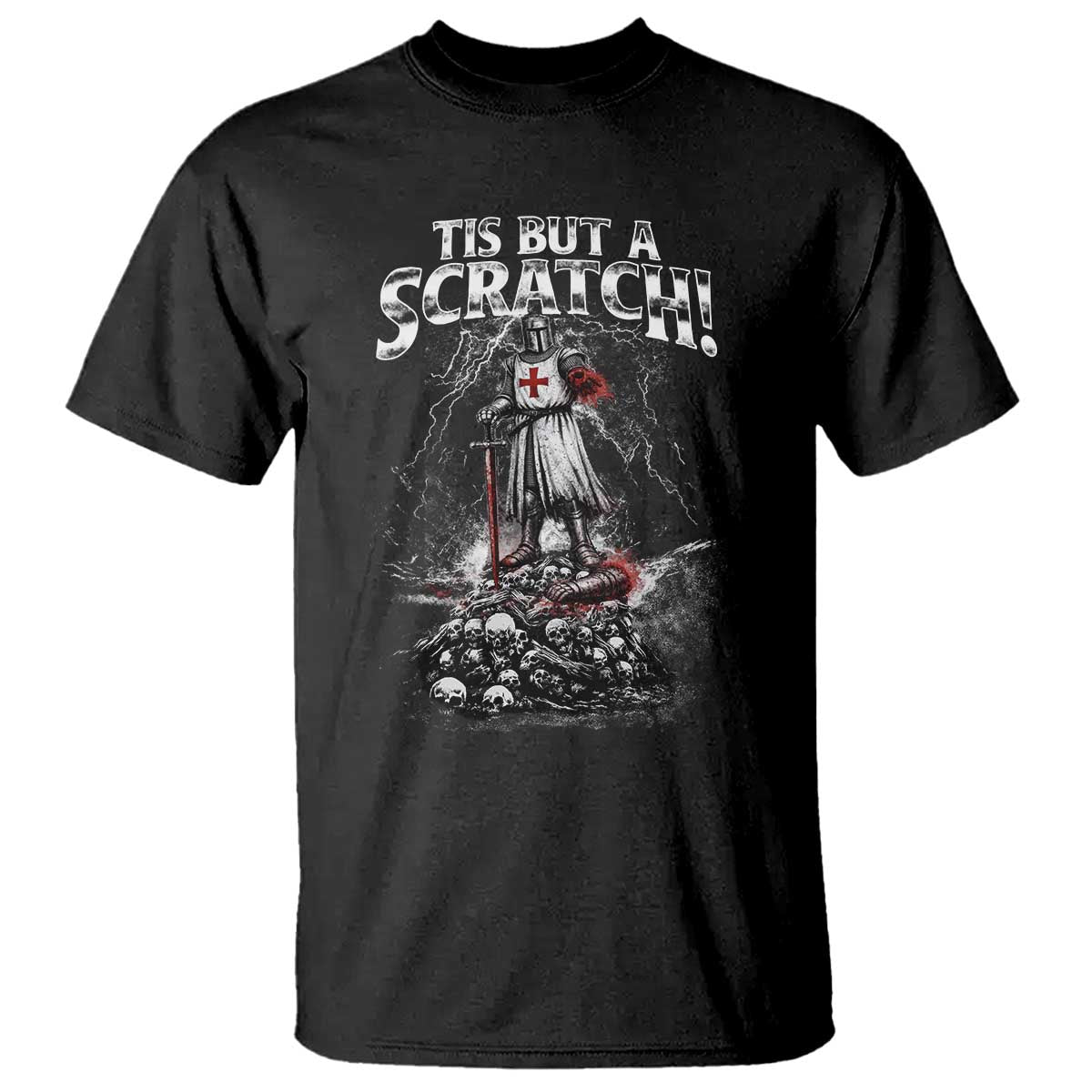 Funny Tis But A Scratch Medieval Warrior Knight T Shirt Funny Gift Sarcastic Quote TS10 Black Print Your Wear