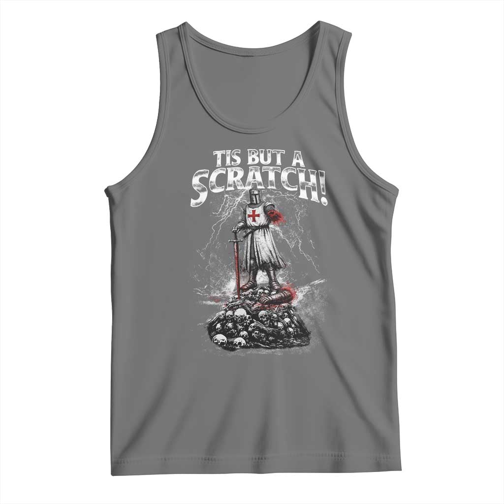 Funny Tis But A Scratch Medieval Warrior Knight Tank Top Funny Gift Sarcastic Quote TS10 Black Heather Print Your Wear