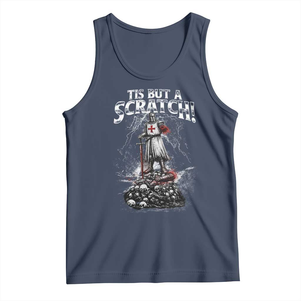 Funny Tis But A Scratch Medieval Warrior Knight Tank Top Funny Gift Sarcastic Quote TS10 Navy Print Your Wear