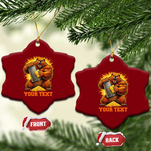 Personalized BF Angry Bear Grating Cheese Ceramic Ornament Custom Text Football Fans TS10 Print Your Wear