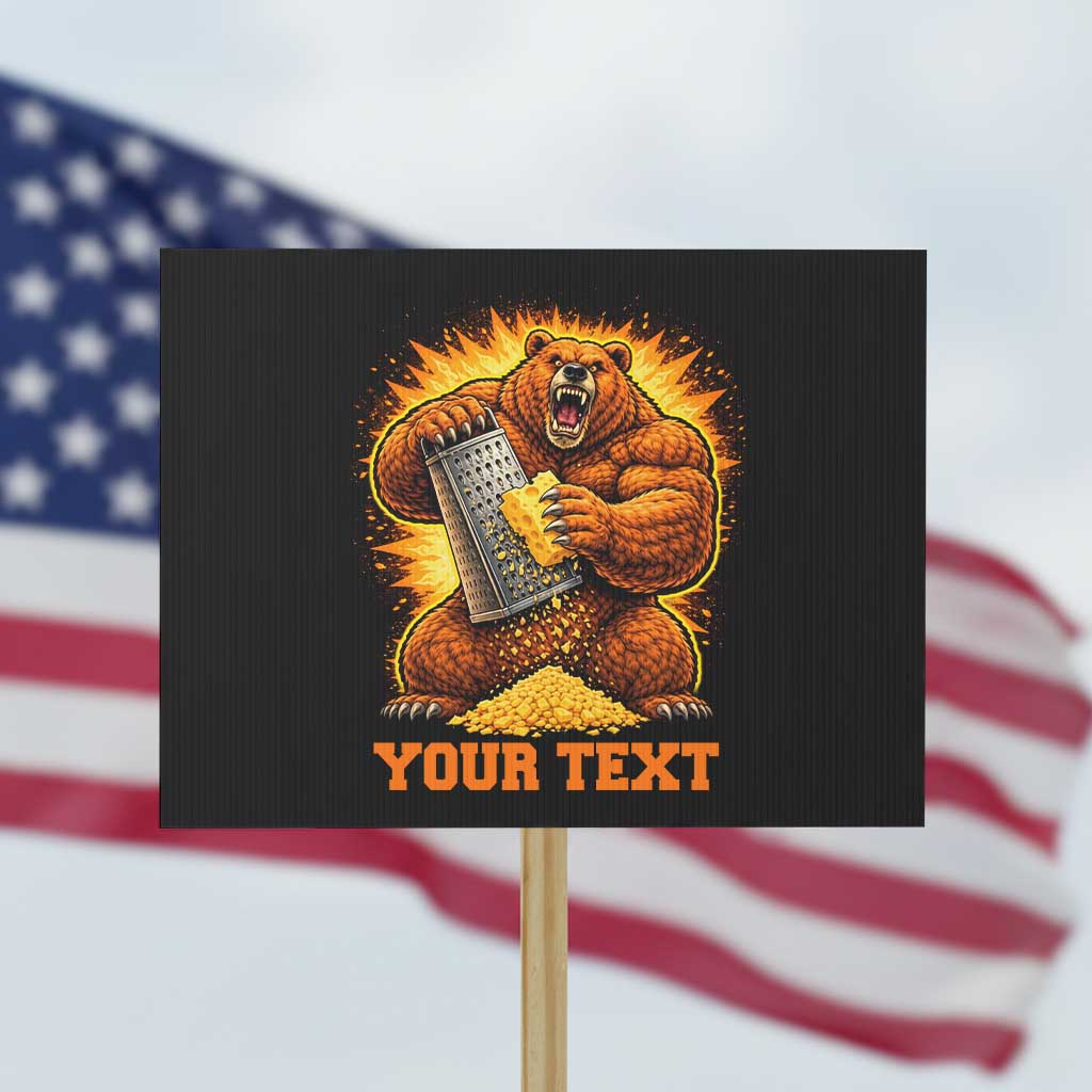 Personalized BF Angry Bear Grating Cheese Protest Sign Custom Text Football Fans TS10 Horizontal 18