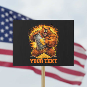 Personalized BF Angry Bear Grating Cheese Protest Sign Custom Text Football Fans TS10 Horizontal 18" × 24" Black Print Your Wear