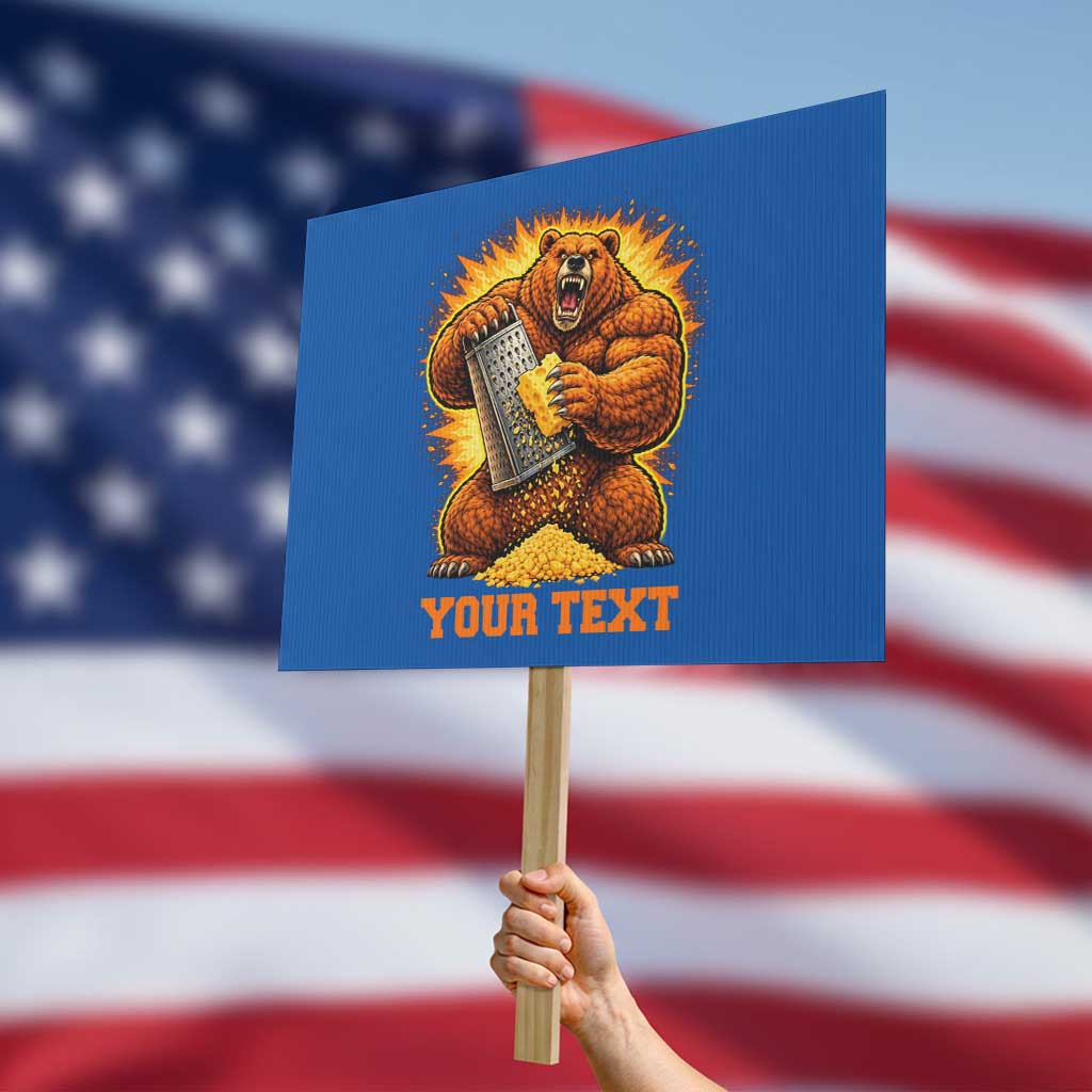 Personalized BF Angry Bear Grating Cheese Protest Sign Custom Text Football Fans TS10 Horizontal 18