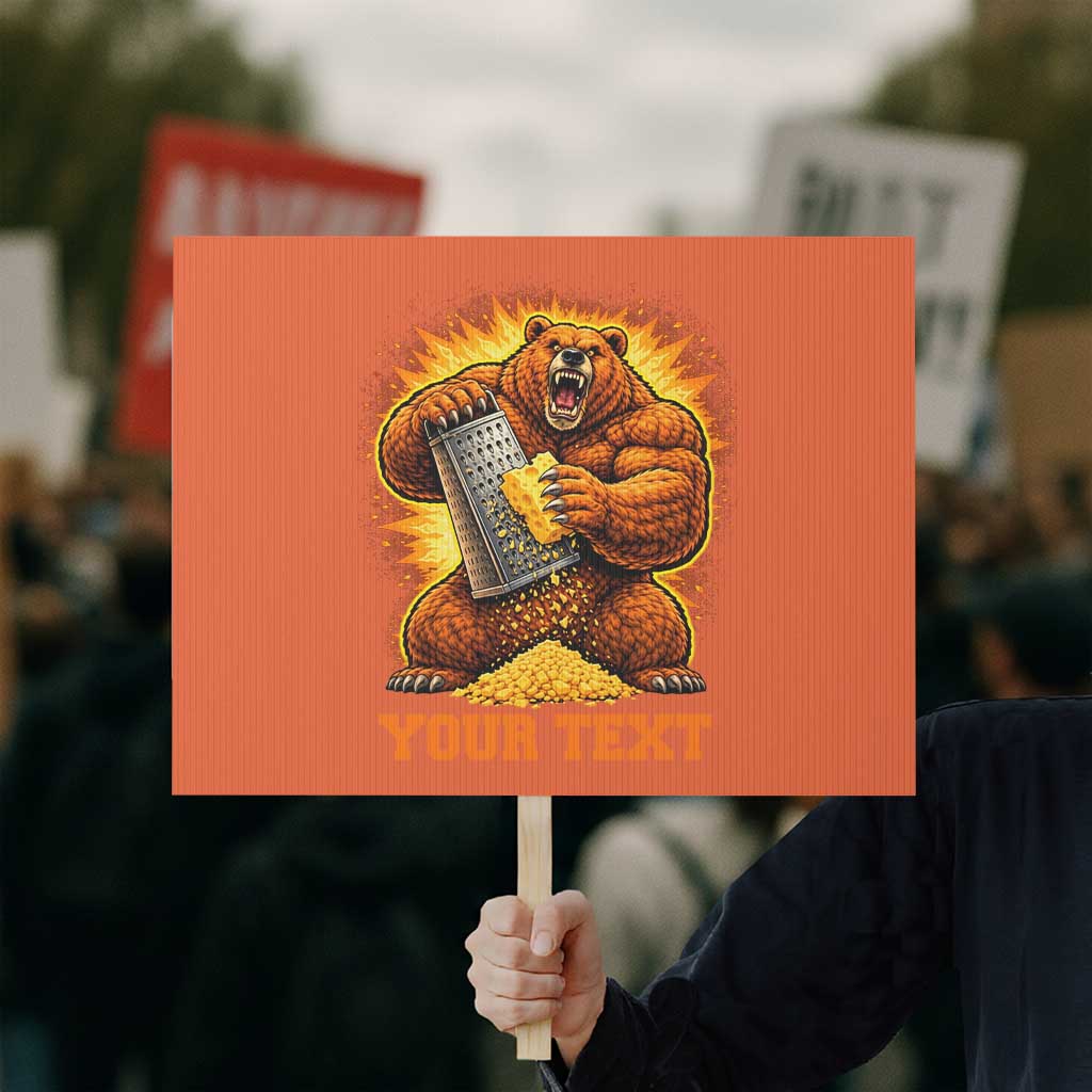 Personalized BF Angry Bear Grating Cheese Protest Sign Custom Text Football Fans TS10 Horizontal 18