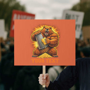 Personalized BF Angry Bear Grating Cheese Protest Sign Custom Text Football Fans TS10 Horizontal 18" × 24" Orange Print Your Wear