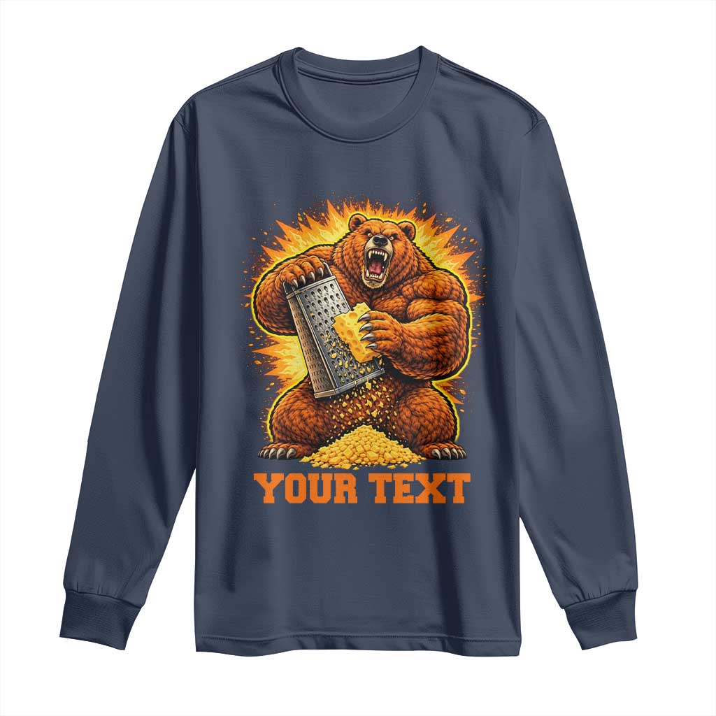 Personalized BF Angry Bear Grating Cheese Long Sleeve Shirt Custom Text Football Fans TS10 Navy Print Your Wear