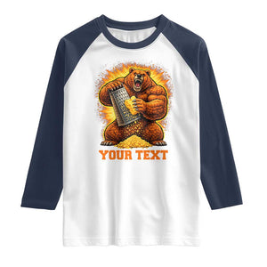 Personalized BF Angry Bear Grating Cheese Raglan Shirt Custom Text Football Fans TS10 White Navy Print Your Wear