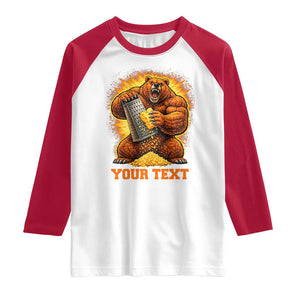 Personalized BF Angry Bear Grating Cheese Raglan Shirt Custom Text Football Fans TS10 White Red Print Your Wear