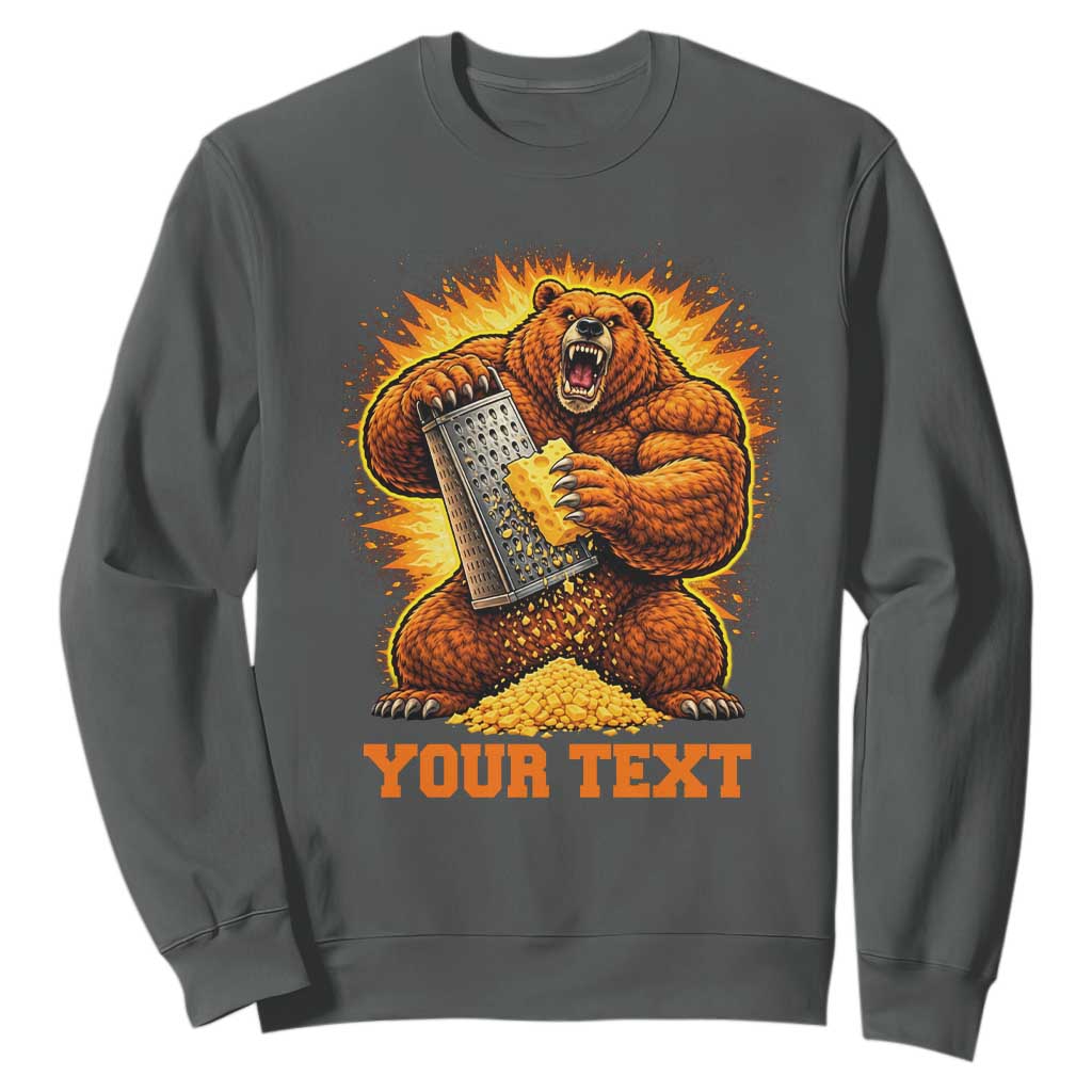 Personalized BF Angry Bear Grating Cheese Sweatshirt Custom Text Football Fans TS10 Dark Heather Print Your Wear