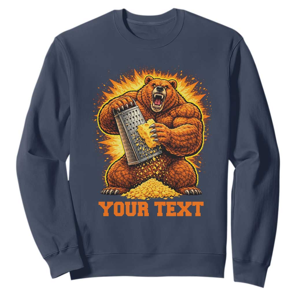 Personalized BF Angry Bear Grating Cheese Sweatshirt Custom Text Football Fans TS10 Navy Print Your Wear
