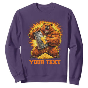 Personalized BF Angry Bear Grating Cheese Sweatshirt Custom Text Football Fans TS10 Purple Print Your Wear