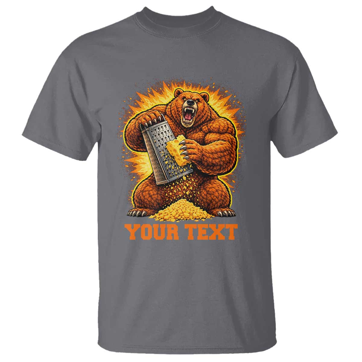 Personalized BF Angry Bear Grating Cheese T Shirt Custom Text Football Fans TS10 Charcoal Print Your Wear