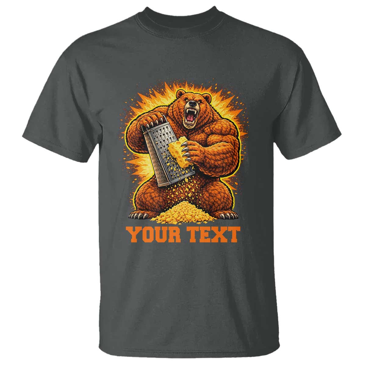 Personalized BF Angry Bear Grating Cheese T Shirt Custom Text Football Fans TS10 Dark Heather Print Your Wear