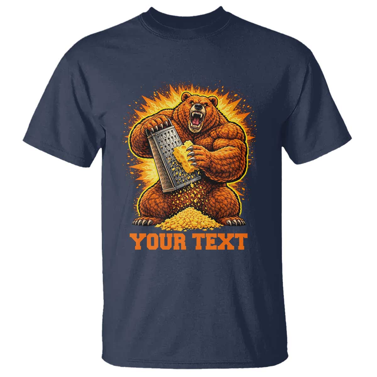 Personalized BF Angry Bear Grating Cheese T Shirt Custom Text Football Fans TS10 Navy Print Your Wear