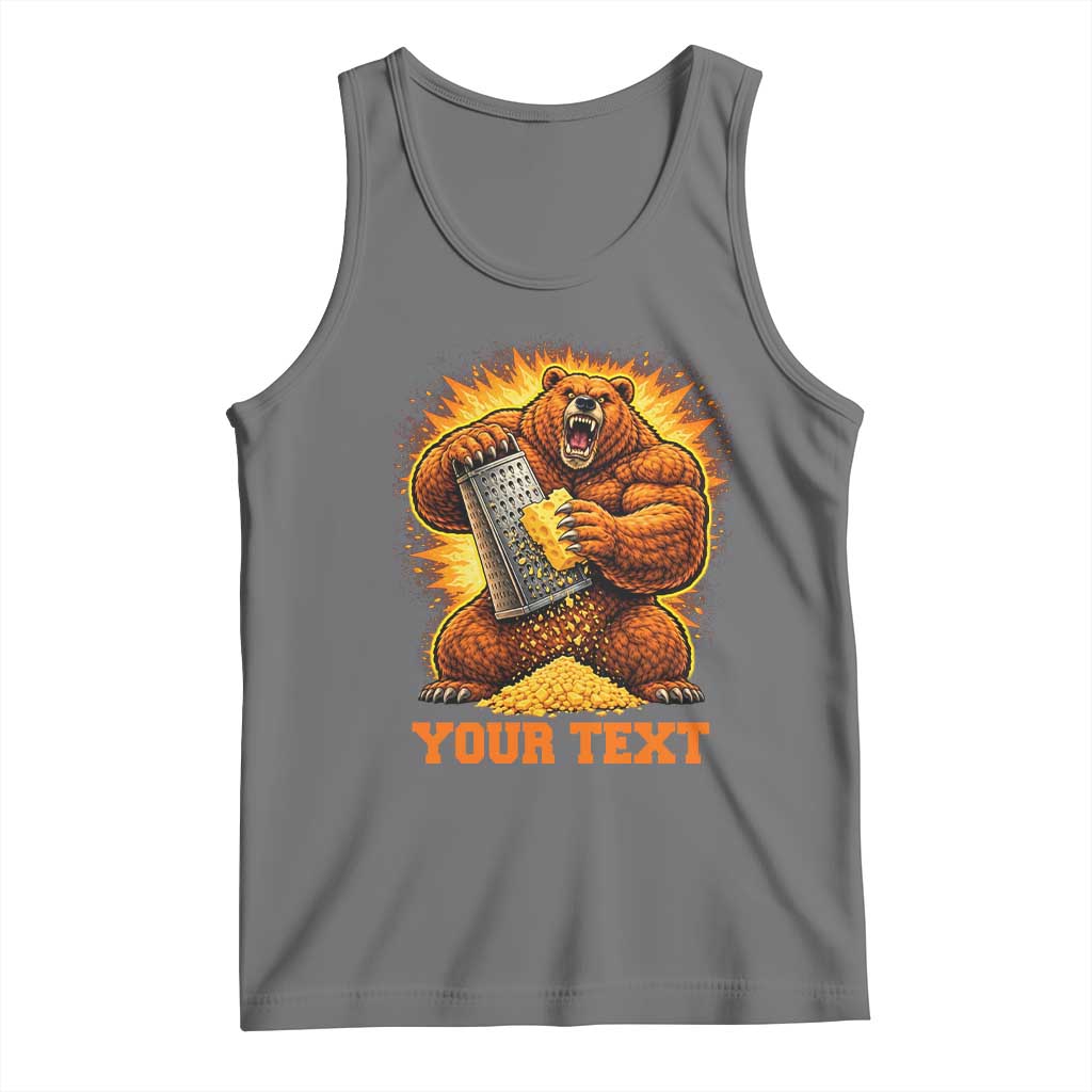Personalized BF Angry Bear Grating Cheese Tank Top Custom Text Football Fans TS10 Black Heather Print Your Wear