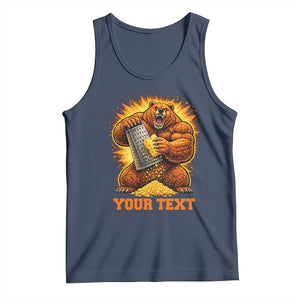 Personalized BF Angry Bear Grating Cheese Tank Top Custom Text Football Fans TS10 Navy Print Your Wear