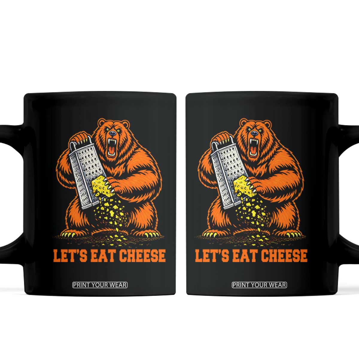 Angry Bear Grating Let's Eat Cheese Coffee Mug CFB Game Day Sport Fan TS10 Black Print Your Wear