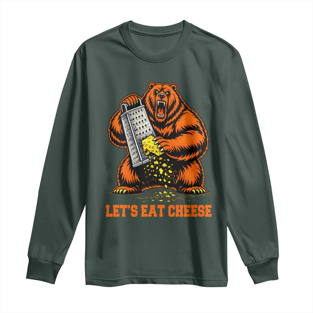 Angry Bear Grating Let's Eat Cheese Long Sleeve Shirt CFB Game Day Sport Fan TS10 Dark Forest Green Print Your Wear