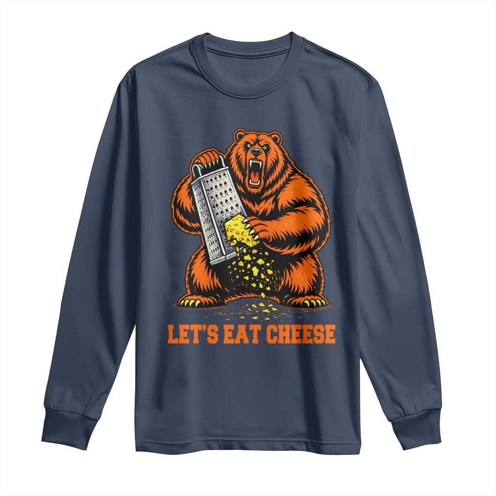 Angry Bear Grating Let's Eat Cheese Long Sleeve Shirt CFB Game Day Sport Fan TS10 Navy Print Your Wear