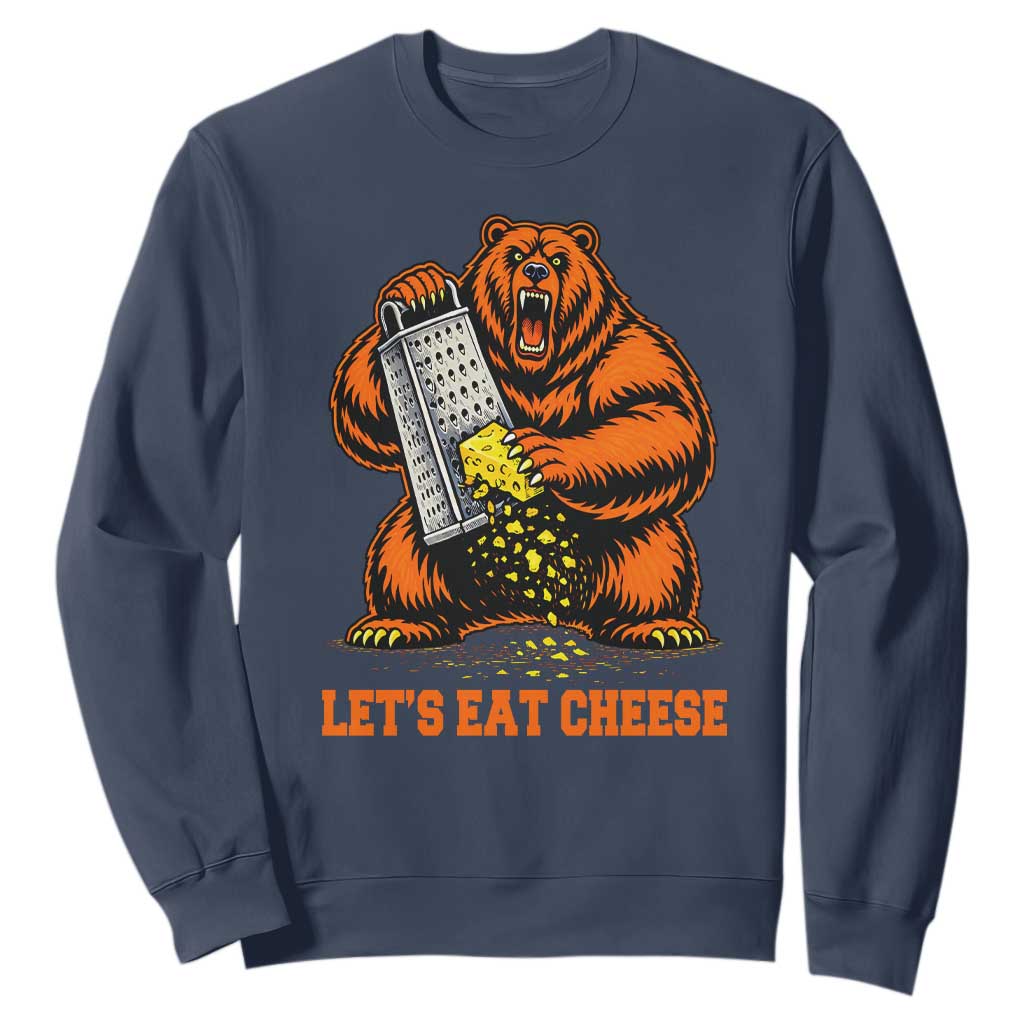 Angry Bear Grating Let's Eat Cheese Sweatshirt CFB Game Day Sport Fan TS10 Navy Print Your Wear