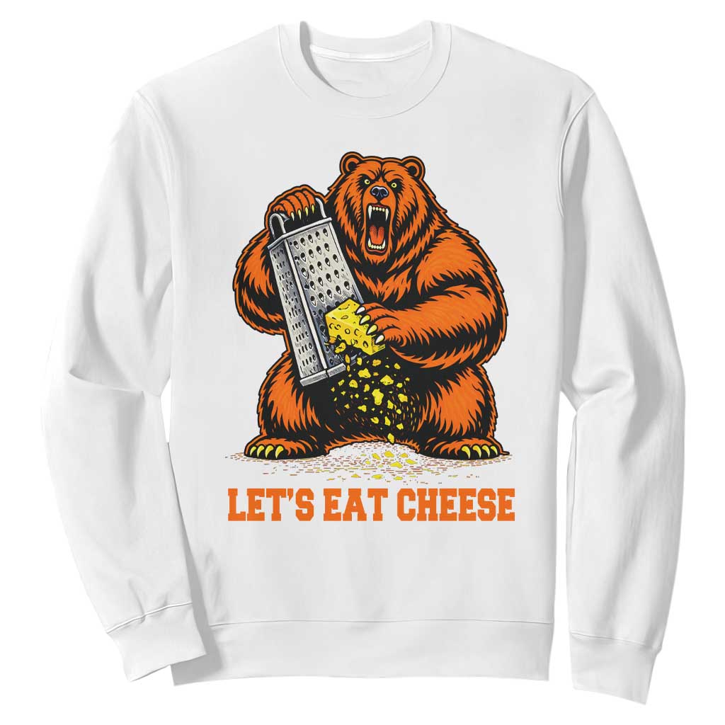 Angry Bear Grating Let's Eat Cheese Sweatshirt CFB Game Day Sport Fan TS10 White Print Your Wear