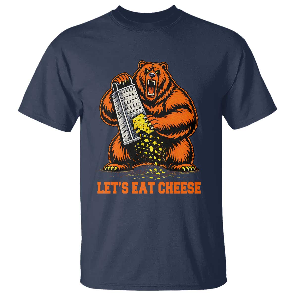 Angry Bear Grating Let's Eat Cheese T Shirt CFB Game Day Sport Fan TS10 Navy Print Your Wear