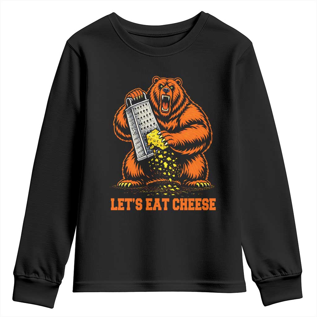 Angry Bear Grating Let's Eat Cheese Youth Sweatshirt CFB Game Day Sport Fan TS10 Black Print Your Wear