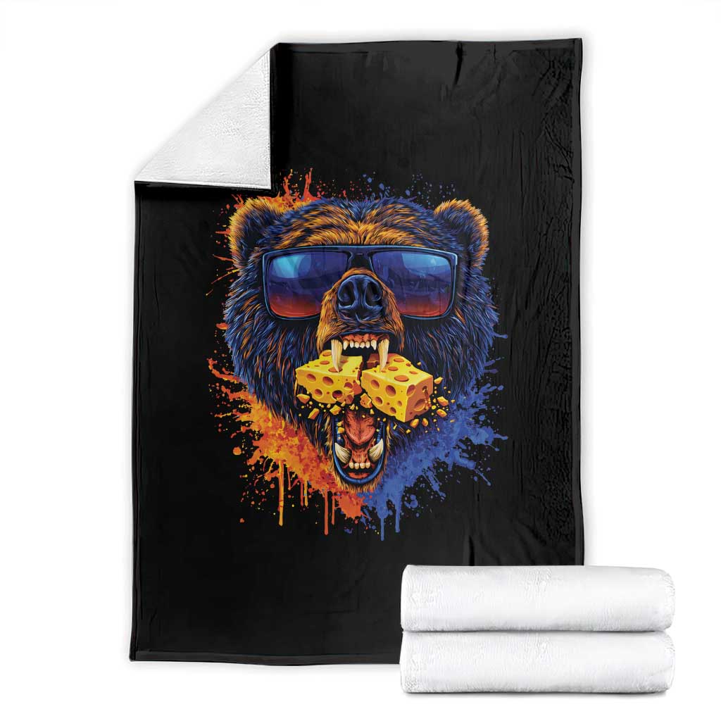 Angry Bear Lets Eat Cheese Throw Blanket CFB Game Day Sport Fan TS10 Black Print Your Wear