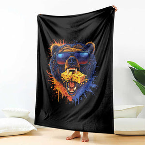 Angry Bear Lets Eat Cheese Throw Blanket CFB Game Day Sport Fan TS10 Print Your Wear